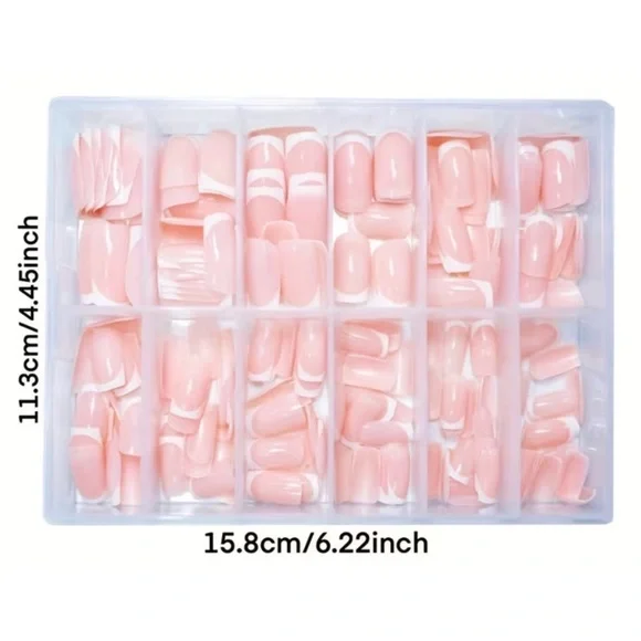 288 Piece Medium Length Peach Shade French Tips Fake Nails NEW in Package - Picture 2 of 5